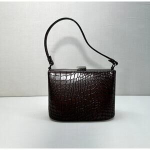 Unbranded Womens Small Handbag Clutch One Size Brown Croc Chain Y2K